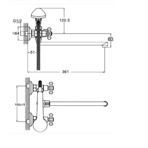 Смеситель для ванны ZEGOR | TROYA DMT7-B722 — изображение 2
