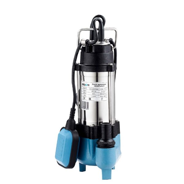 Насос погружной дренажно-фекальный Zegor 0.45kw H12.5м Q19.5м?/г кабель 5м с вым. поплавком (WQV450F)
