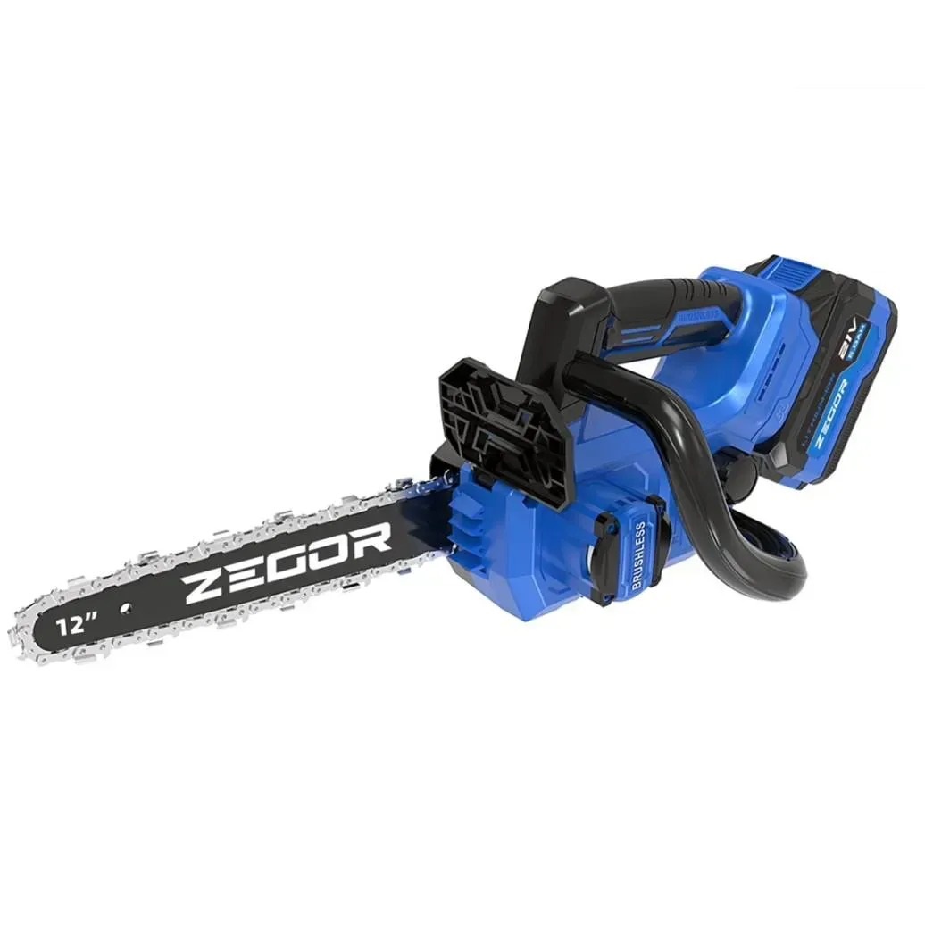 Пила цепная аккумуляторная ZEGOR CSAX-21BL-12 (2акум.21В 6Ач/зарядный/30см)